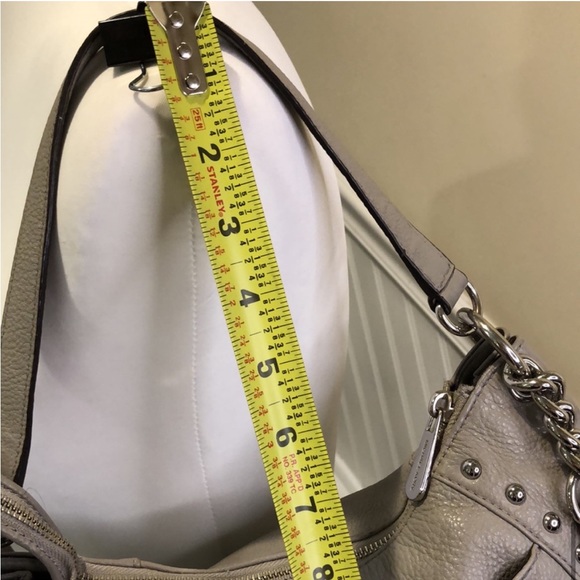 MICHAEL KORS Grey Leather Satchel Crossbody Bag With Silver Studs and Rivets - Picture 14 of 15